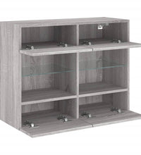 TV-Wandschrank mit LED-Leuchten Grau Sonoma 78,5x30x60,5 cm