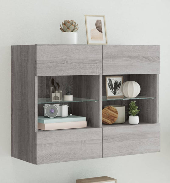 TV-Wandschrank mit LED-Leuchten Grau Sonoma 78,5x30x60,5 cm