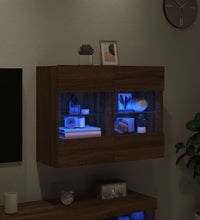 TV-Wandschrank mit LED-Leuchten Braun Eichen-Optik