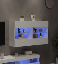 TV-Wandschrank mit LED-Leuchten Weiß 98,5x30x60,5 cm