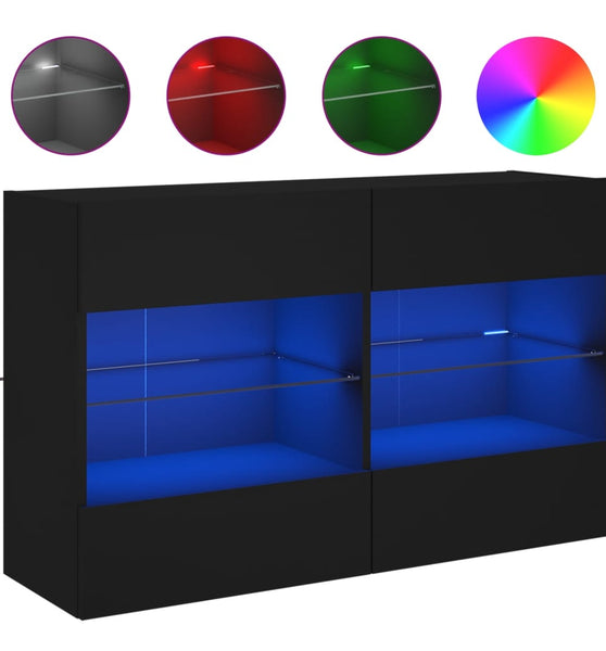 TV-Wandschrank mit LED-Leuchten Schwarz 98,5x30x60,5 cm