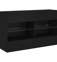 TV-Wandschrank mit LED-Leuchten Schwarz 98,5x30x60,5 cm