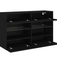 TV-Wandschrank mit LED-Leuchten Schwarz 98,5x30x60,5 cm