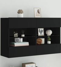 TV-Wandschrank mit LED-Leuchten Schwarz 98,5x30x60,5 cm