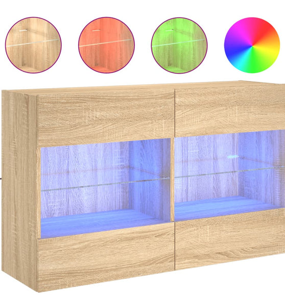 TV-Wandschrank mit LED-Leuchten Sonoma-Eiche 98,5x30x60,5 cm