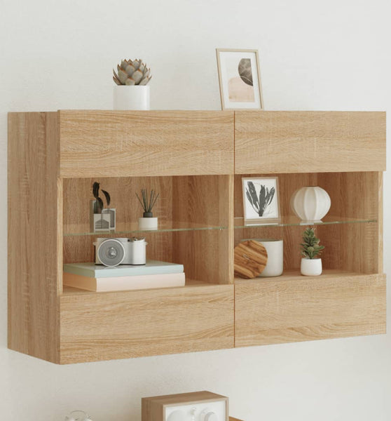 TV-Wandschrank mit LED-Leuchten Sonoma-Eiche 98,5x30x60,5 cm