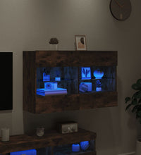 TV-Wandschrank mit LED-Leuchten Räuchereiche 98,5x30x60,5 cm