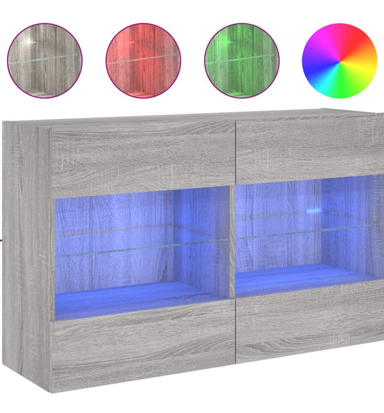 TV-Wandschrank mit LED-Leuchten Grau Sonoma 98,5x30x60,5 cm