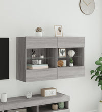 TV-Wandschrank mit LED-Leuchten Grau Sonoma 98,5x30x60,5 cm