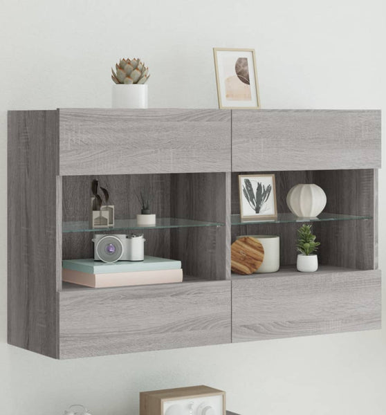 TV-Wandschrank mit LED-Leuchten Grau Sonoma 98,5x30x60,5 cm