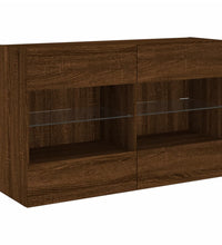 TV-Wandschrank mit LED-Leuchten Braun Eichen-Optik