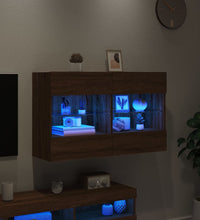 TV-Wandschrank mit LED-Leuchten Braun Eichen-Optik