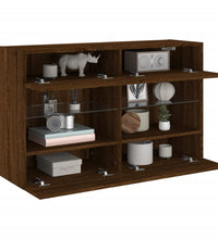 TV-Wandschrank mit LED-Leuchten Braun Eichen-Optik