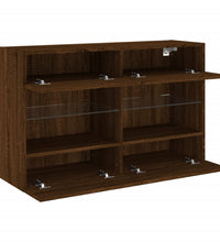 TV-Wandschrank mit LED-Leuchten Braun Eichen-Optik