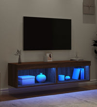TV-Schränke mit LED-Leuchten 2Stk. Braun Eiche-Optik 60x30x30cm