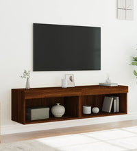 TV-Schränke mit LED-Leuchten 2Stk. Braun Eiche-Optik 60x30x30cm