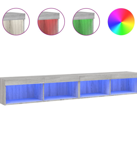 TV-Schränke mit LED-Leuchten 2 Stk. Grau Sonoma 100x30x30 cm