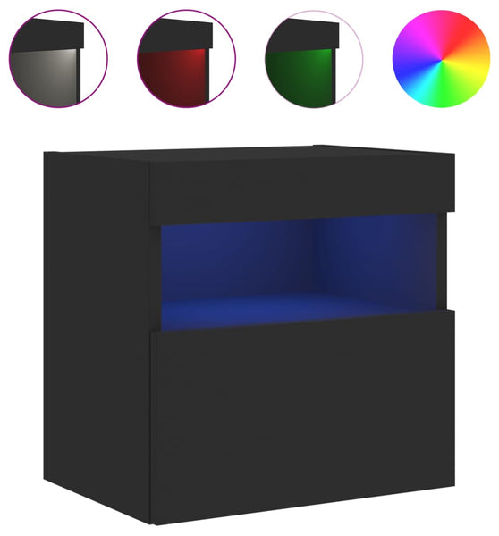 TV-Wandschrank mit LED-Leuchten Schwarz 40x30x40 cm