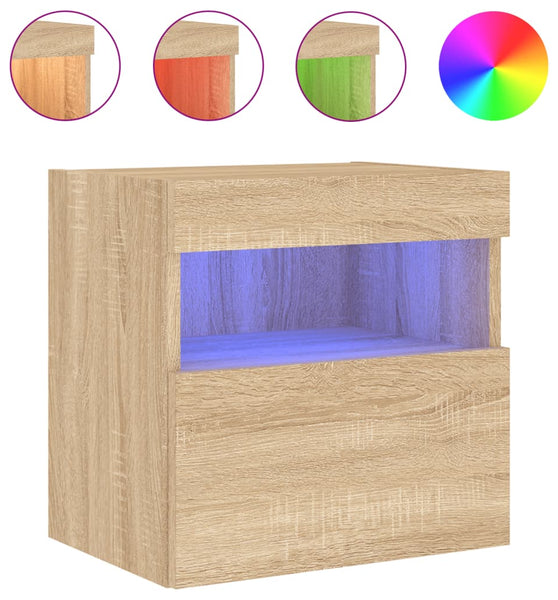 TV-Wandschrank mit LED-Leuchten Sonoma-Eiche 40x30x40 cm