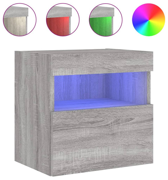 TV-Wandschrank mit LED-Leuchten Grau Sonoma 40x30x40 cm