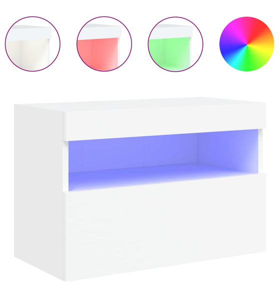 TV-Wandschrank mit LED-Leuchten Weiß 60x30x40 cm