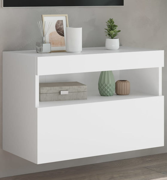 TV-Wandschrank mit LED-Leuchten Weiß 60x30x40 cm