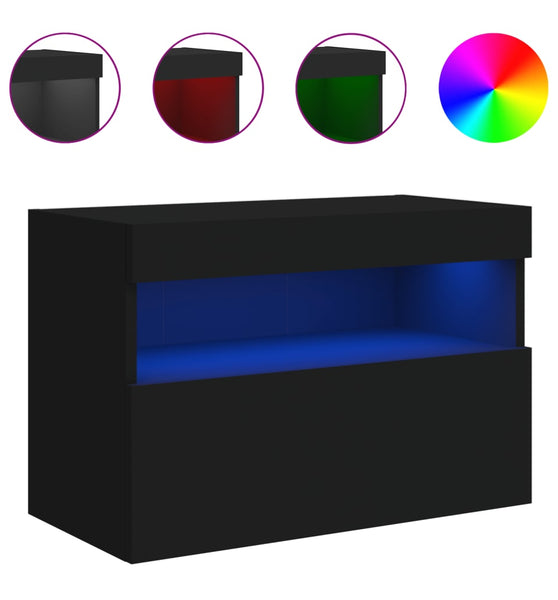 TV-Wandschrank mit LED-Leuchten Schwarz 60x30x40 cm