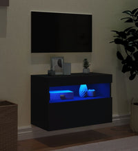 TV-Wandschrank mit LED-Leuchten Schwarz 60x30x40 cm