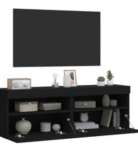 TV-Wandschränke mit LED-Leuchten 2 Stk. Schwarz 60x30x40 cm