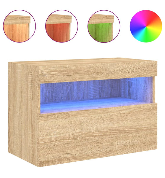 TV-Wandschrank mit LED-Leuchten Sonoma-Eiche 60x30x40 cm