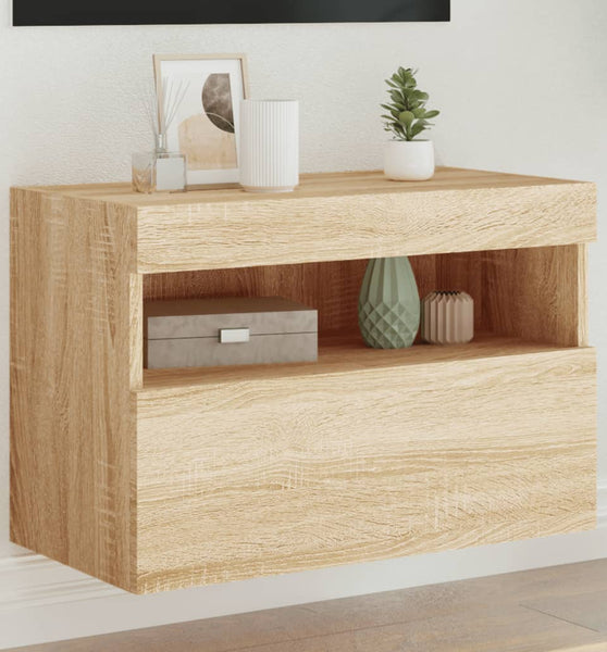 TV-Wandschrank mit LED-Leuchten Sonoma-Eiche 60x30x40 cm