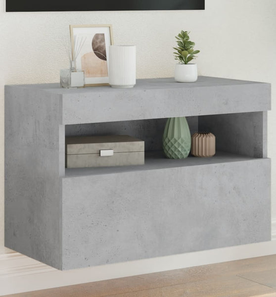 TV-Wandschrank mit LED-Leuchten Betongrau 60x30x40 cm