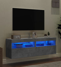 TV-Wandschränke mit LED-Leuchten 2 Stk. Betongrau 60x30x40 cm