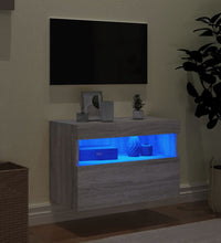 TV-Wandschrank mit LED-Leuchten Grau Sonoma 60x30x40 cm