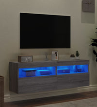 TV-Wandschränke mit LED-Leuchten 2 Stk. Grau Sonoma 60x30x40 cm