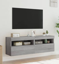 TV-Wandschränke mit LED-Leuchten 2 Stk. Grau Sonoma 60x30x40 cm