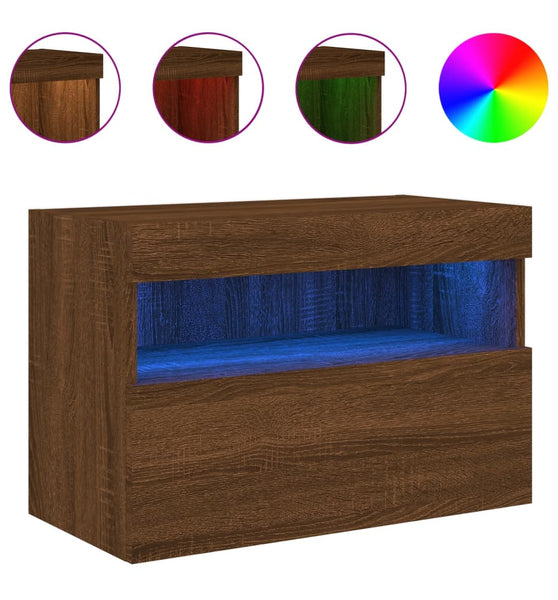 TV-Wandschrank mit LED-Leuchten Braun Eichen-Optik 60x30x40 cm