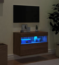 TV-Wandschrank mit LED-Leuchten Braun Eichen-Optik 60x30x40 cm