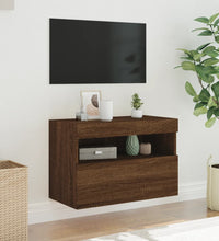 TV-Wandschrank mit LED-Leuchten Braun Eichen-Optik 60x30x40 cm