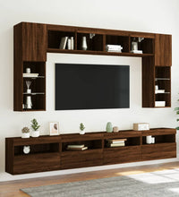 TV-Wandschrank mit LED-Leuchten Braun Eichen-Optik 60x30x40 cm