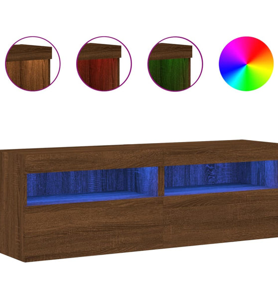 TV-Wandschränke mit LED-Leuchten 2 Stk. Braun Eichen-Optik