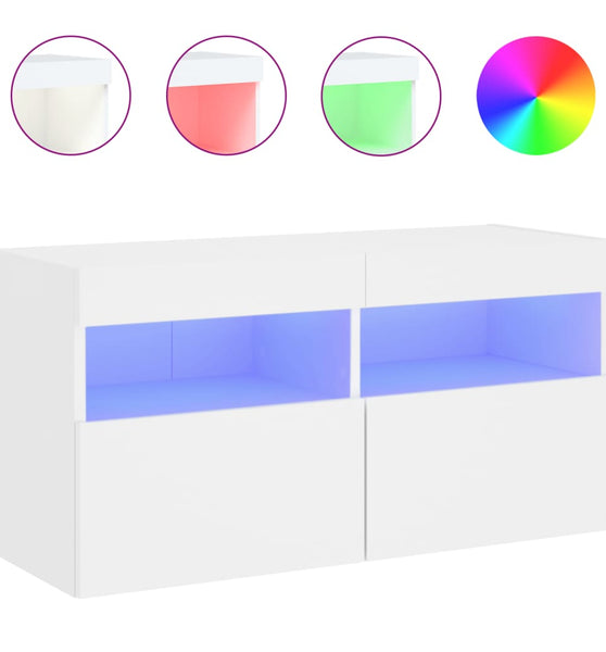 TV-Wandschrank mit LED-Leuchten Weiß 80x30x40 cm