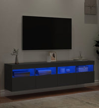 TV-Wandschränke mit LED-Leuchten 2 Stk. Schwarz 80x30x40 cm