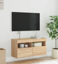 TV-Wandschrank mit LED-Leuchten Sonoma-Eiche 80x30x40 cm