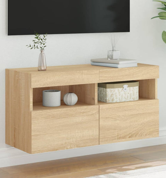 TV-Wandschrank mit LED-Leuchten Sonoma-Eiche 80x30x40 cm