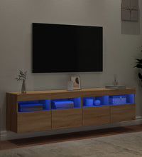 TV-Wandschränke mit LED-Leuchten 2 Stk. Sonoma-Eiche 80x30x40cm