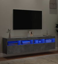 TV-Wandschränke mit LED-Leuchten 2 Stk. Betongrau 80x30x40 cm
