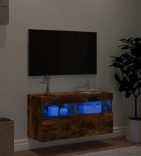 TV-Wandschrank mit LED-Leuchten Räuchereiche 80x30x40 cm