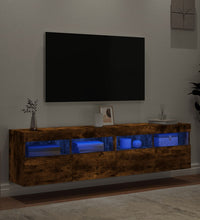 TV-Wandschränke mit LED-Leuchten 2 Stk. Räuchereiche 80x30x40cm