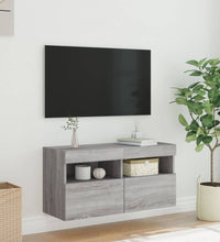 TV-Wandschrank mit LED-Leuchten Grau Sonoma 80x30x40 cm